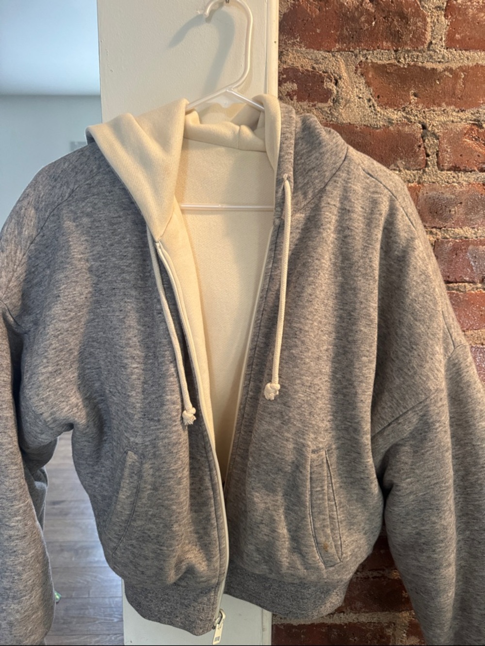 Madewell Cozy Two-Tone Zip Hoodie - Gray & Cream